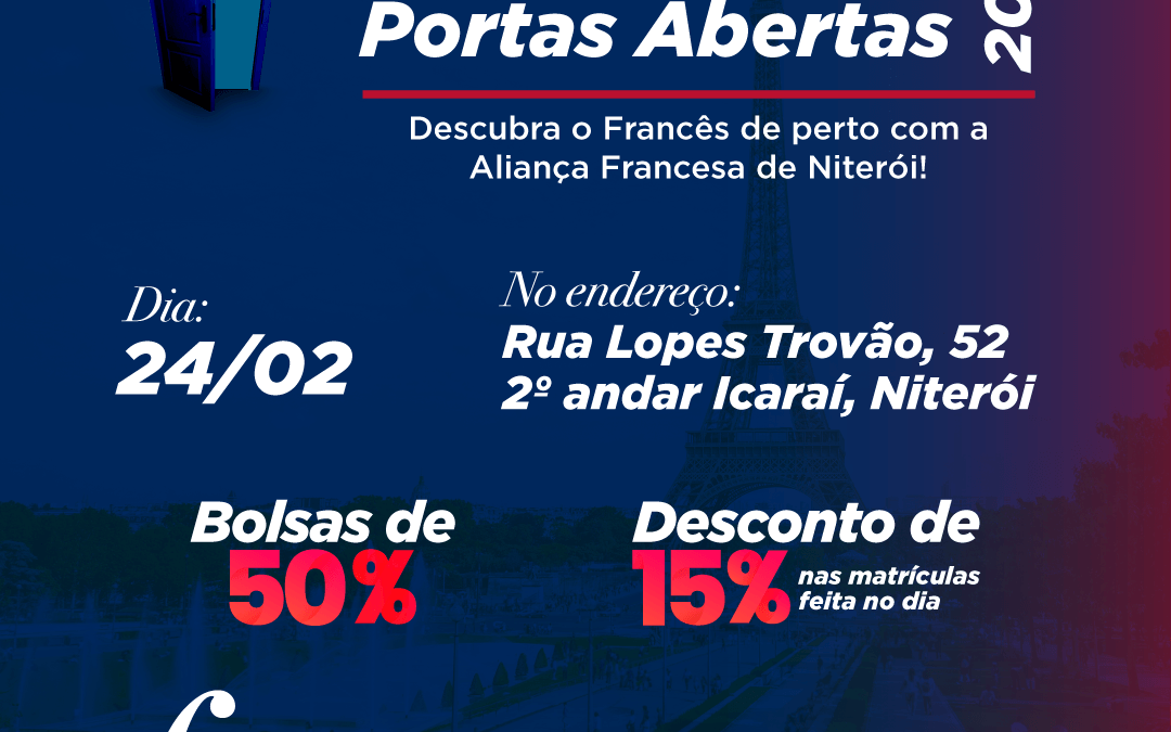 Vem aí o Aliança Francesa de Niterói de Portas Abertas 2024!