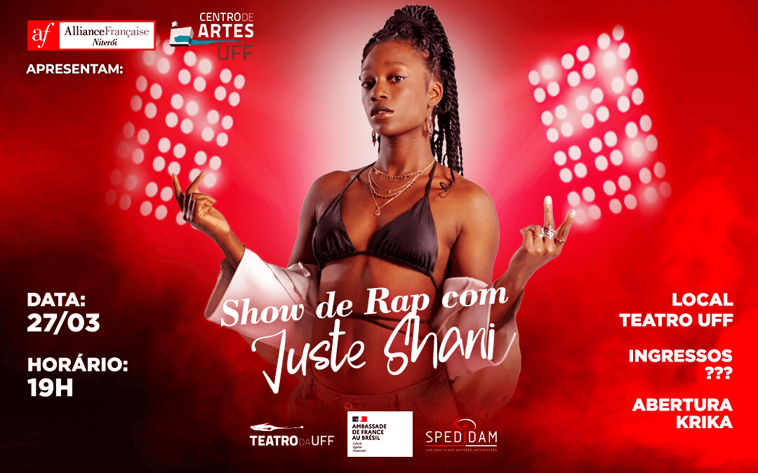 Cartaz de divulgação show Juste Shani em Icaraí