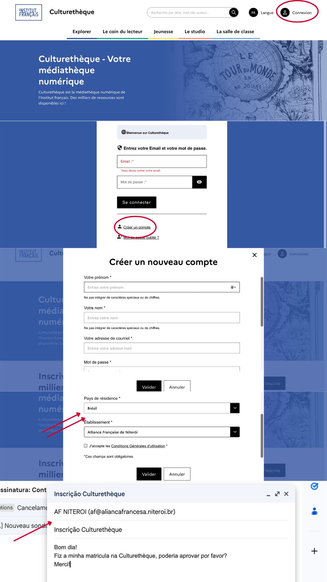 Guia de instruções para se cadastrar na plataforma Culturethèque
